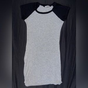 Black and Grey Colorblock Raglan Sleeve Bodycon Dress